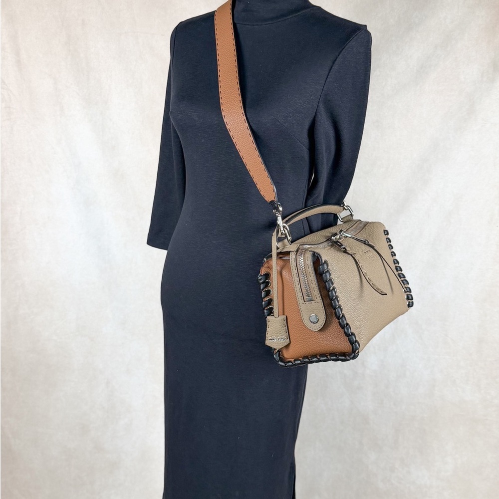 Fendi Selleria Leather Top Handle Crossbody Bag Reversible Wide Strap - Picture 4 of 17
